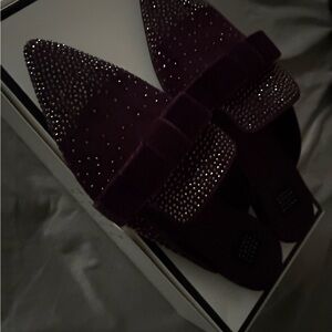 White House Black Market Purple Embellished Mules